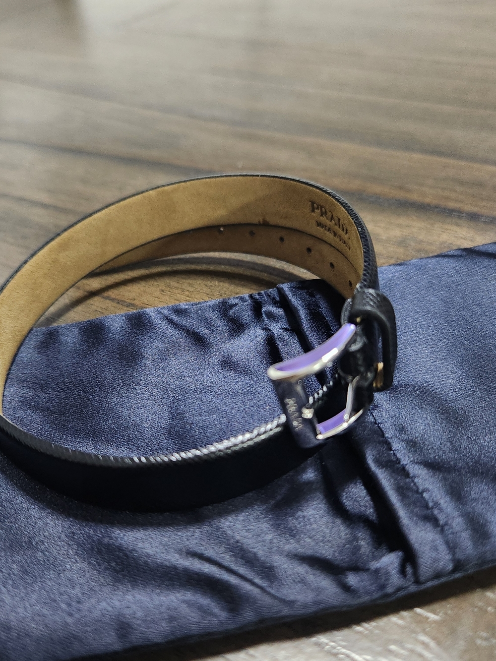 Prada Black Leather Bracelet with Silver Buckle - Picture 7 of 16